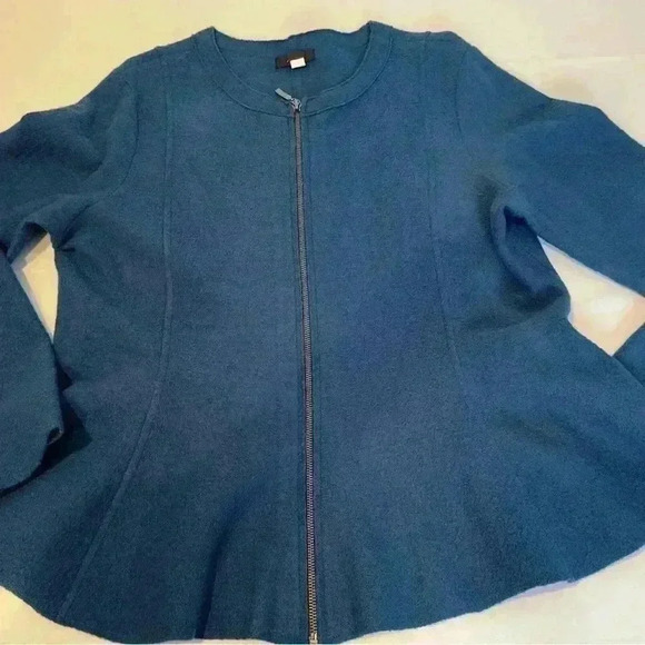 Alfani Teal Blue Career Jacket w/Front Zipper with Flair bottom  (Teal) Size XXL - Picture 8 of 9